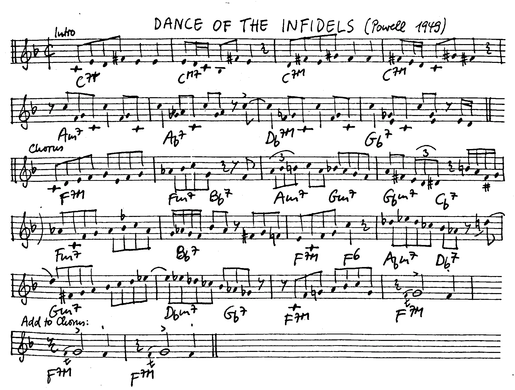 dance of the infidels free jazz leadsheet - Courtesy of the Jungle Jazz Band